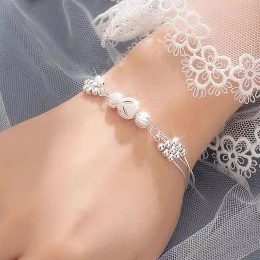 925 Sterling Silver Bead Chain Bracelet Silver / onesize Apparel and Accessories