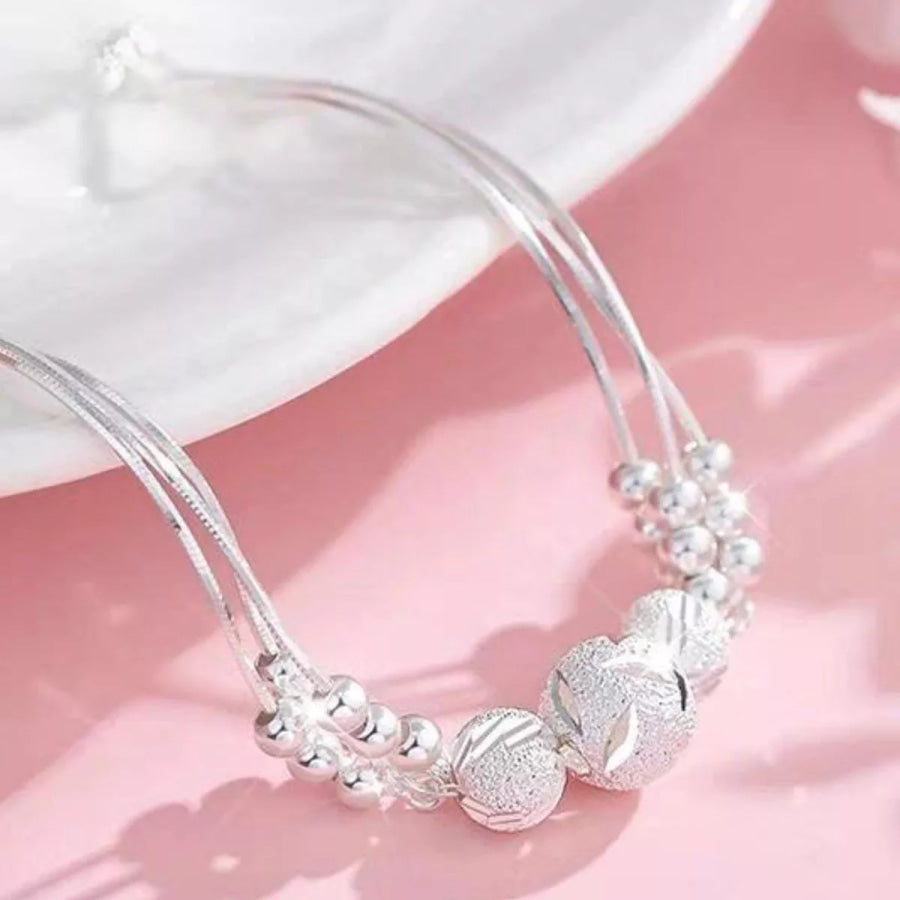 925 Sterling Silver Bead Chain Bracelet Silver / onesize Apparel and Accessories