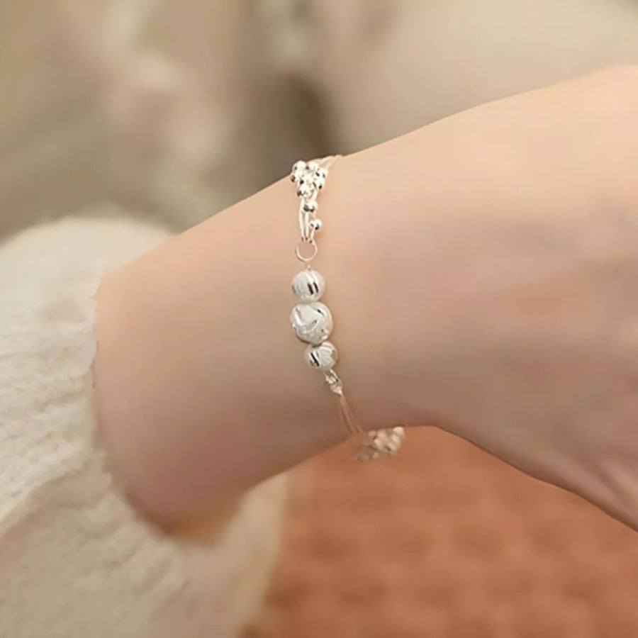 925 Sterling Silver Bead Chain Bracelet Silver / onesize Apparel and Accessories