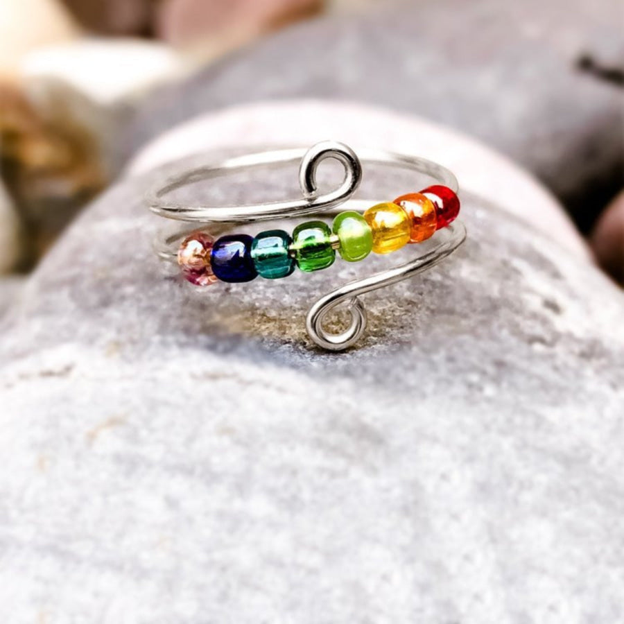 925 Sterling Silver Bead Wrap Ring Apparel and Accessories