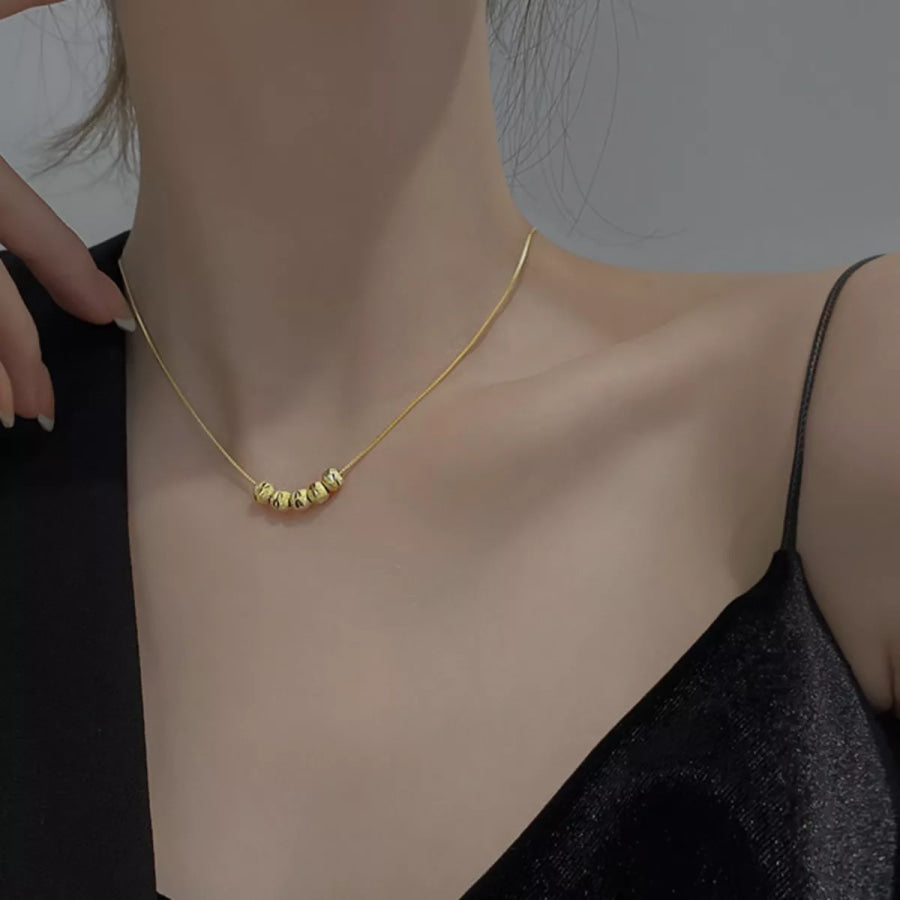 925 Sterling Silver Beaded Necklace Gold / One Size Apparel and Accessories