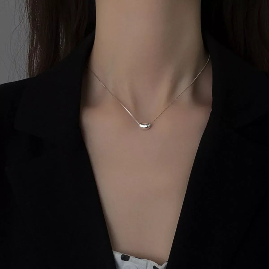 925 Sterling Silver Bean Pendant Necklace Apparel and Accessories