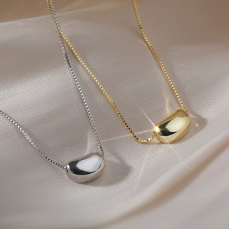 925 Sterling Silver Bean Pendant Necklace Apparel and Accessories