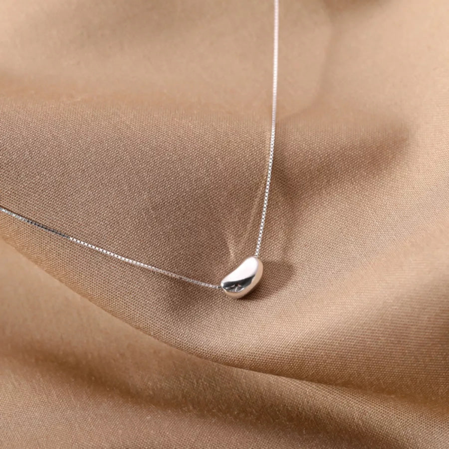 925 Sterling Silver Bean Pendant Necklace Apparel and Accessories