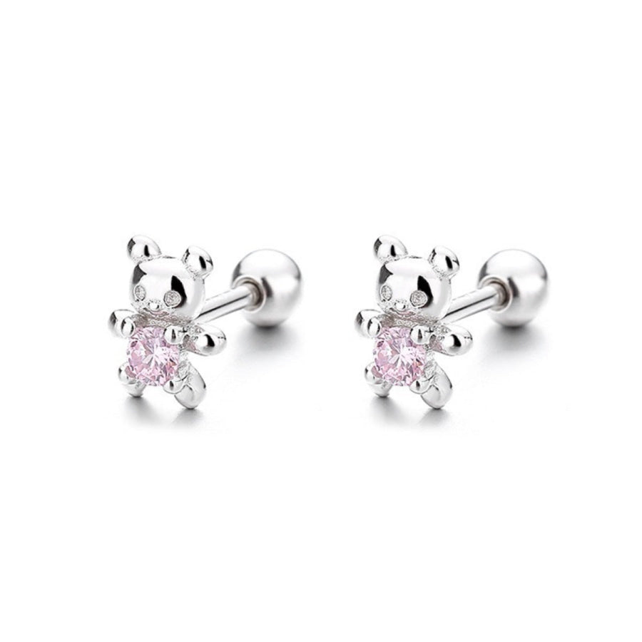 925 Sterling Silver Bear Stud Earrings Apparel and Accessories