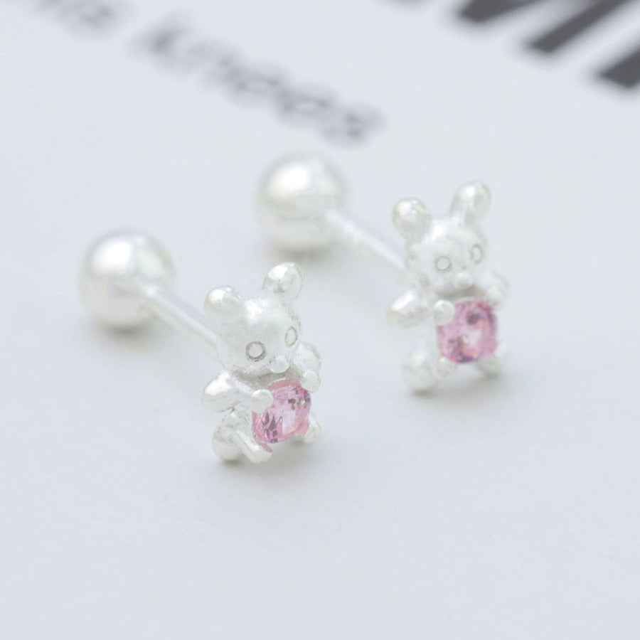 925 Sterling Silver Bear Stud Earrings Apparel and Accessories