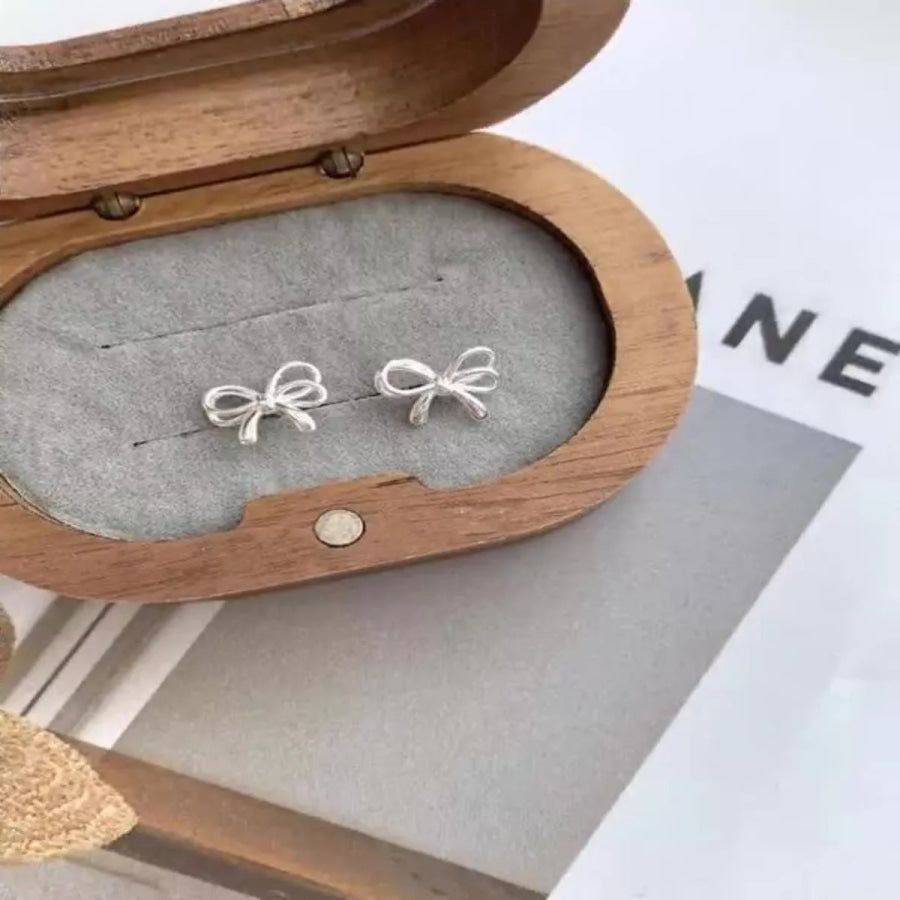 925 Sterling Silver Bow Earrings Silver / One Size Apparel and Accessories