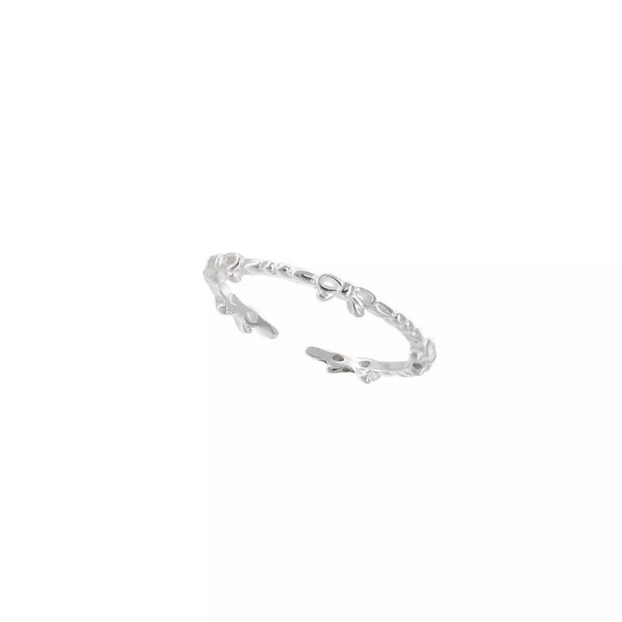 925 Sterling Silver Bow Open Ring Silver / One Size Apparel and Accessories