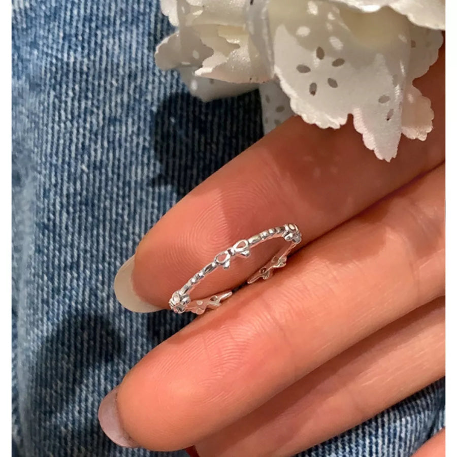 925 Sterling Silver Bow Open Ring Silver / One Size Apparel and Accessories