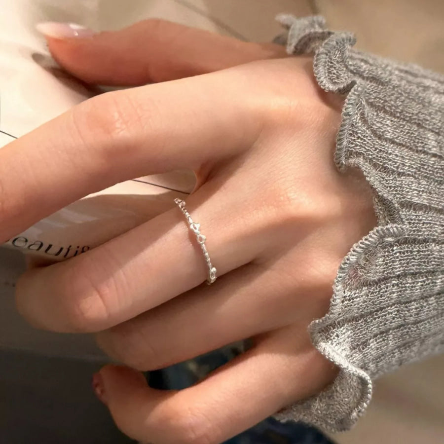 925 Sterling Silver Bow Open Ring Silver / One Size Apparel and Accessories