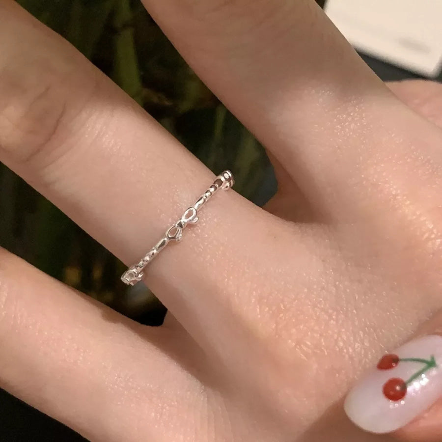 925 Sterling Silver Bow Open Ring Silver / One Size Apparel and Accessories