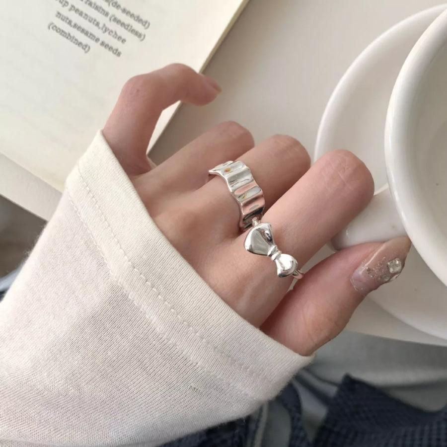 925 Sterling Silver Bow Ring Silver / One Size Apparel and Accessories