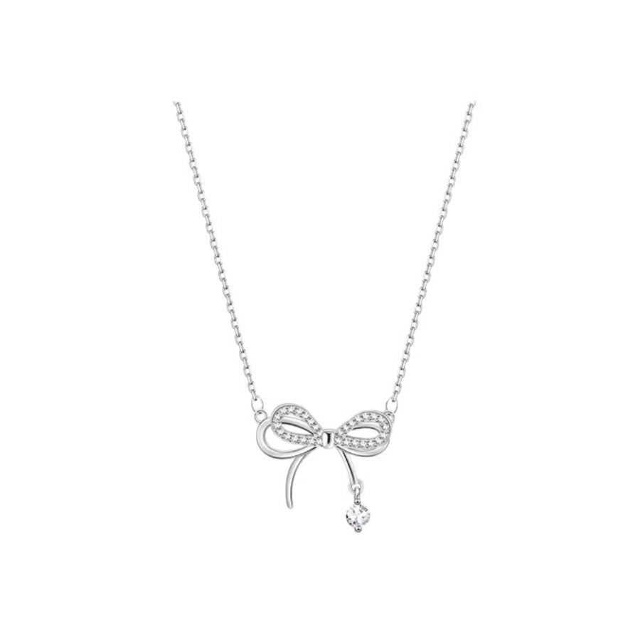925 Sterling Silver Bowknot Pendant Necklace Silver / One Size Apparel and Accessories