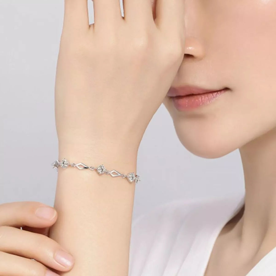 925 Sterling Silver Bracelet Silver / onesize Apparel and Accessories