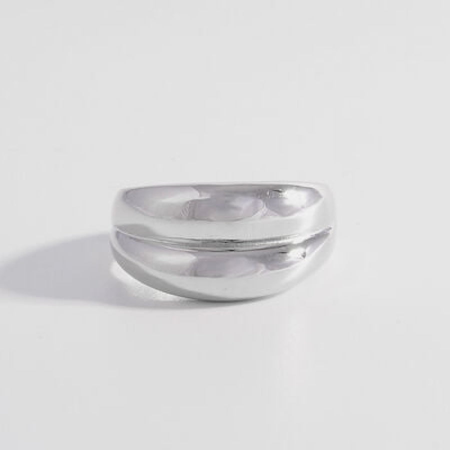 925 Sterling Silver Bulging Ring Silver / 6 Apparel and Accessories