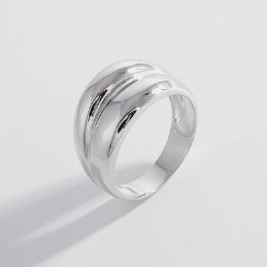 925 Sterling Silver Bulging Ring Silver / 6 Apparel and Accessories