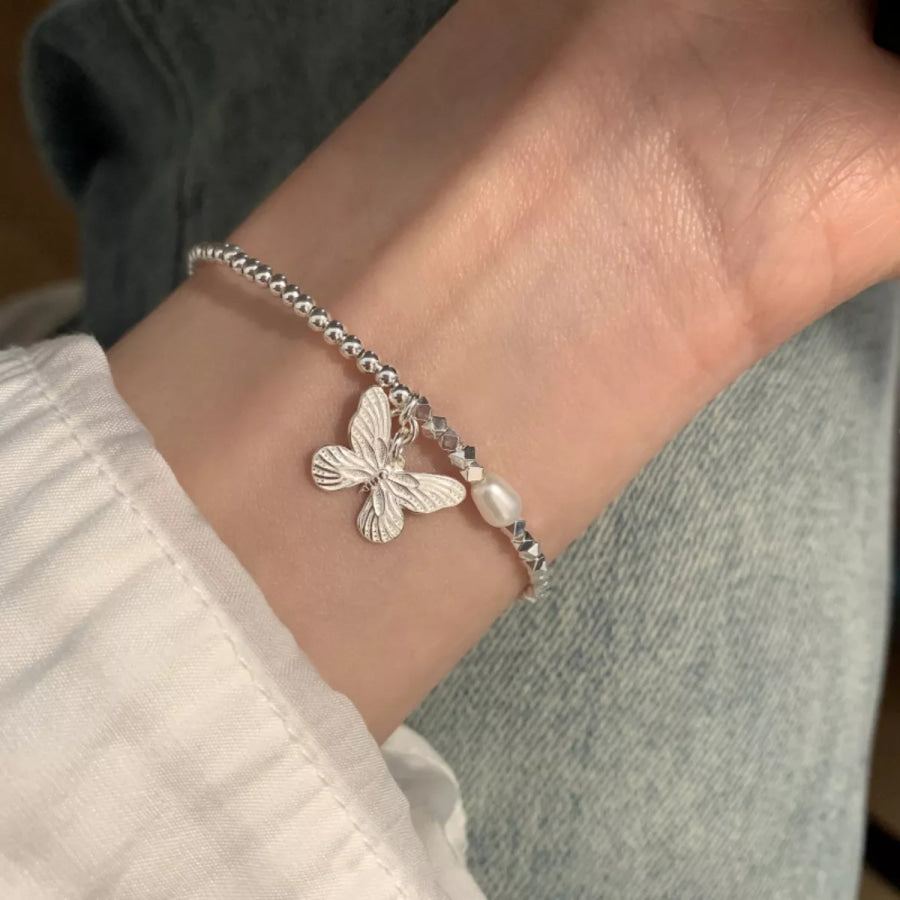 925 Sterling Silver Butterfly Bracelet Silver / One Size Apparel and Accessories