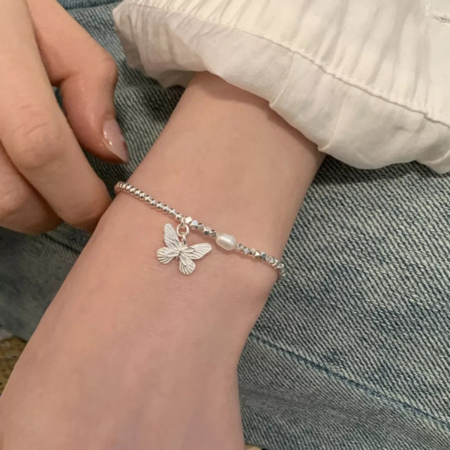 925 Sterling Silver Butterfly Bracelet Silver / One Size Apparel and Accessories
