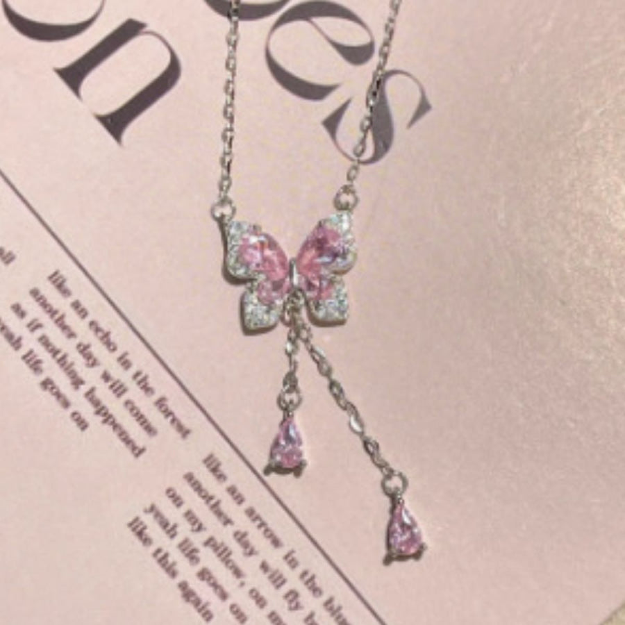 925 Sterling Silver Butterfly Necklace Silver / One Size Apparel and Accessories