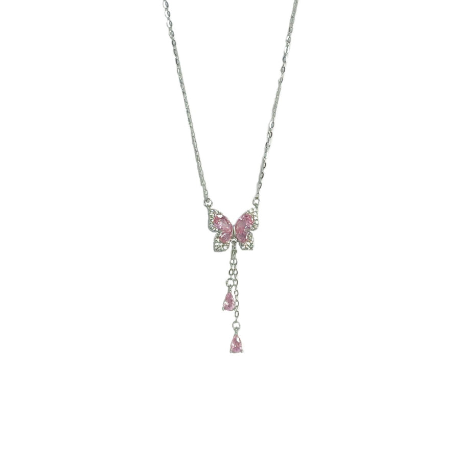 925 Sterling Silver Butterfly Necklace Silver / One Size Apparel and Accessories