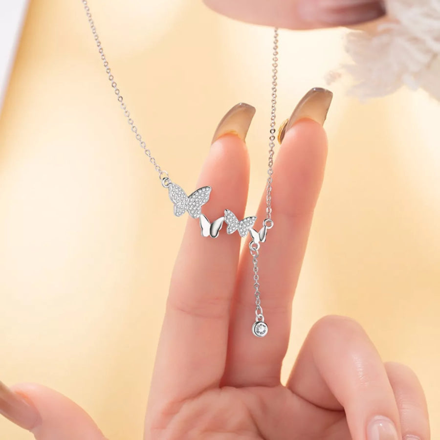 925 Sterling Silver Butterfly Necklace Silver / One Size Apparel and Accessories