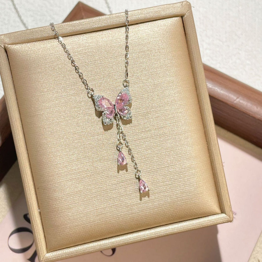 925 Sterling Silver Butterfly Necklace Silver / One Size Apparel and Accessories