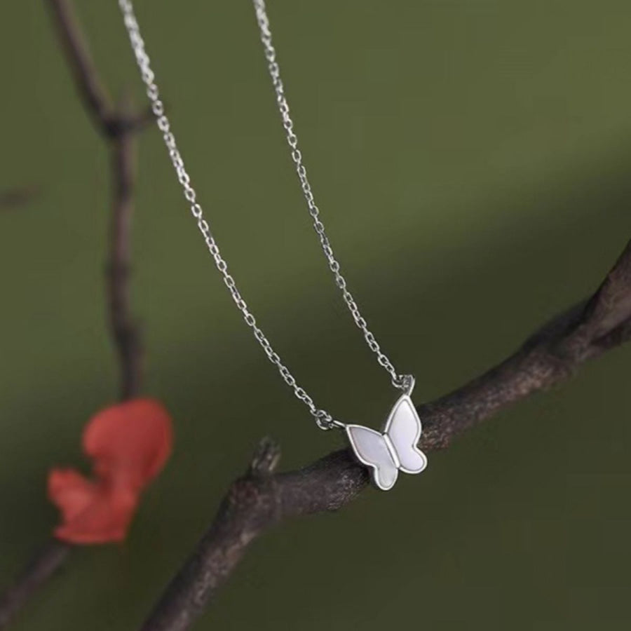 925 Sterling Silver Butterfly Pendant Necklace Silver / One Size Apparel and Accessories