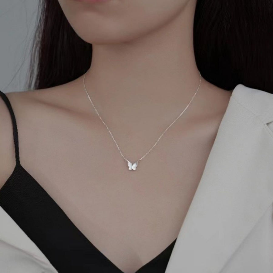 925 Sterling Silver Butterfly Pendant Necklace Silver / One Size Apparel and Accessories