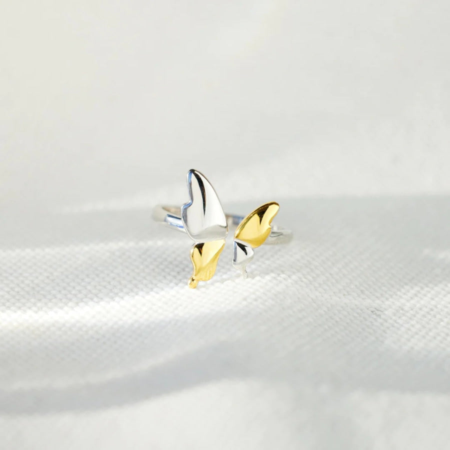 925 Sterling Silver Butterfly Ring Gold / 7 Apparel and Accessories