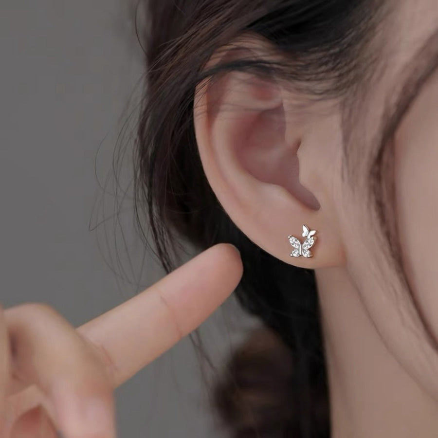925 Sterling Silver Butterfly Stud Earrings Silver / One Size Apparel and Accessories