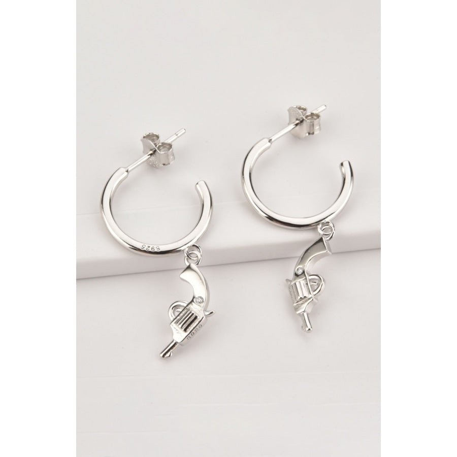 925 Sterling Silver C-Hoop Gun Drop Earrings