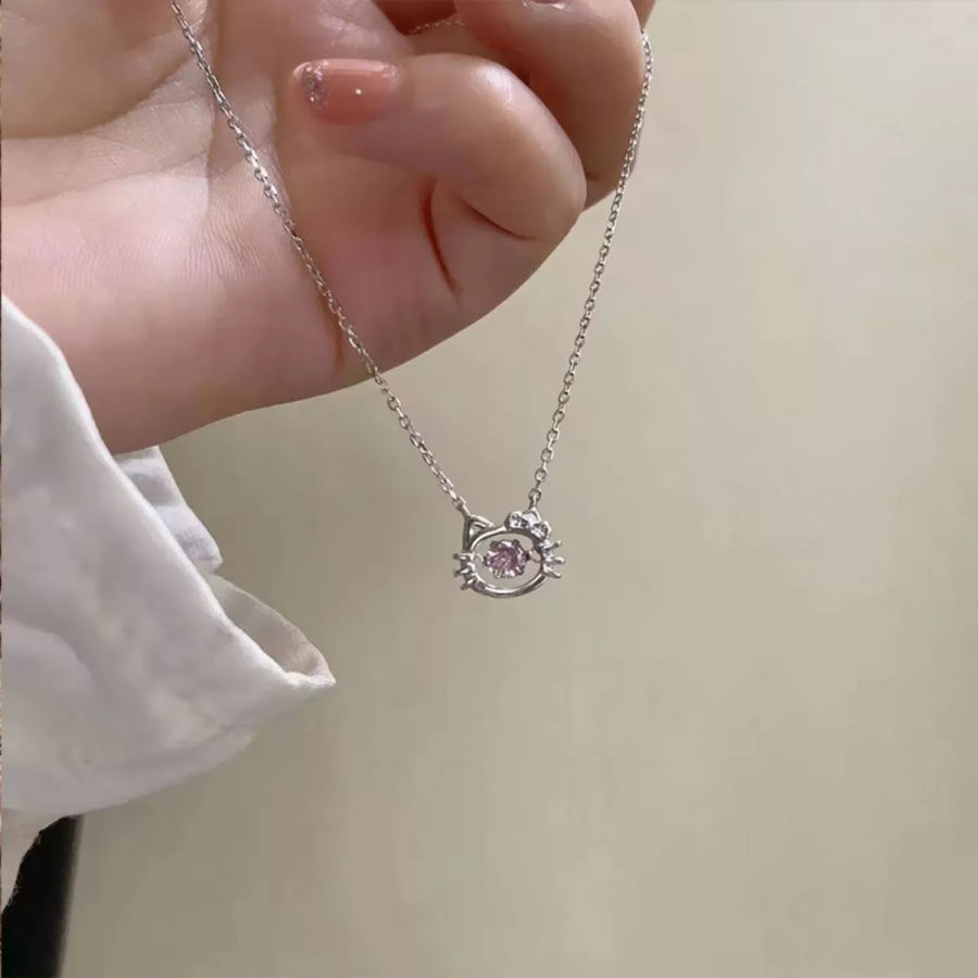 925 Sterling Silver Cat Necklace Silver / ONESIZE Apparel and Accessories