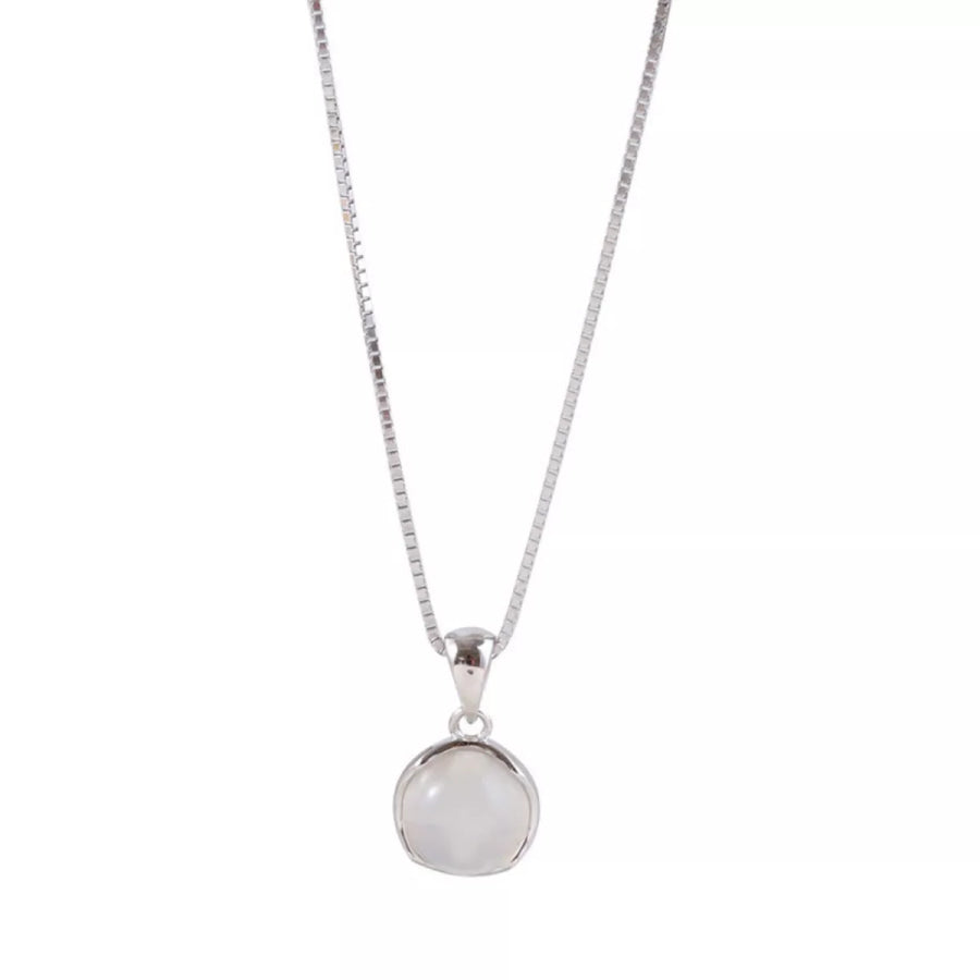 925 Sterling Silver Cat’s Eye Stone Pendant Necklace Silver / One Size Apparel and Accessories