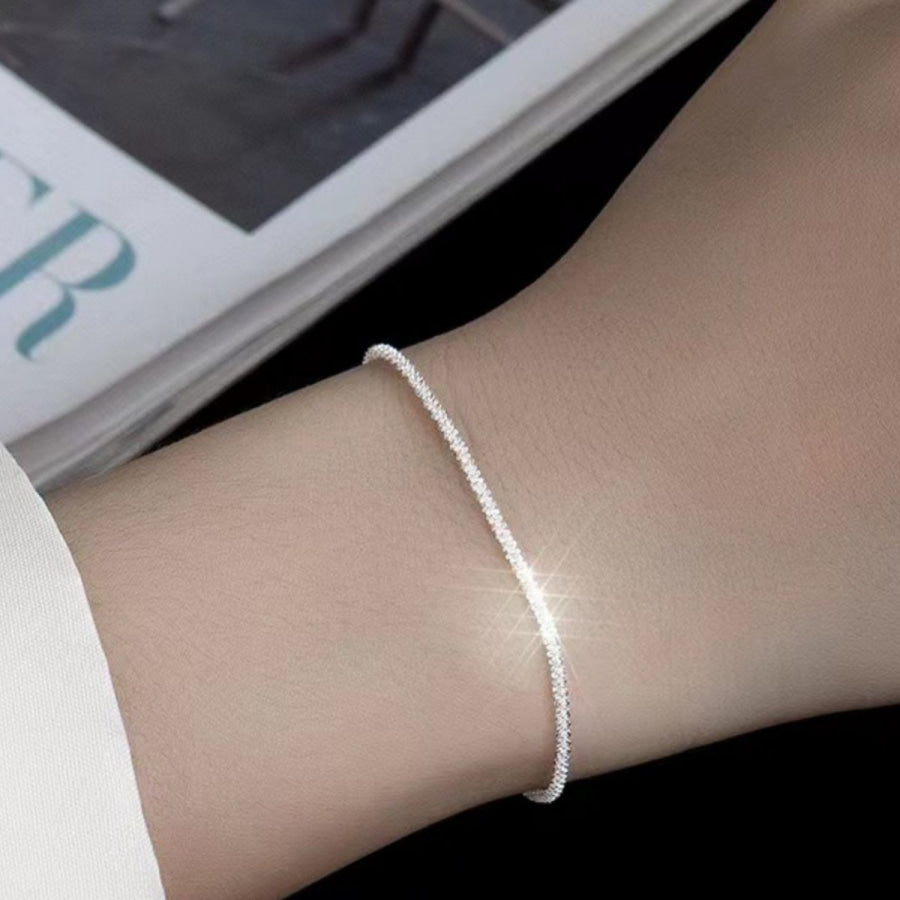 925 Sterling Silver Chain Adjustable Bracelet Silver / One Size Apparel and Accessories