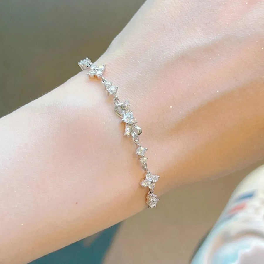 925 Sterling Silver Chain Bow Bracelet Silver / onesize Apparel and Accessories