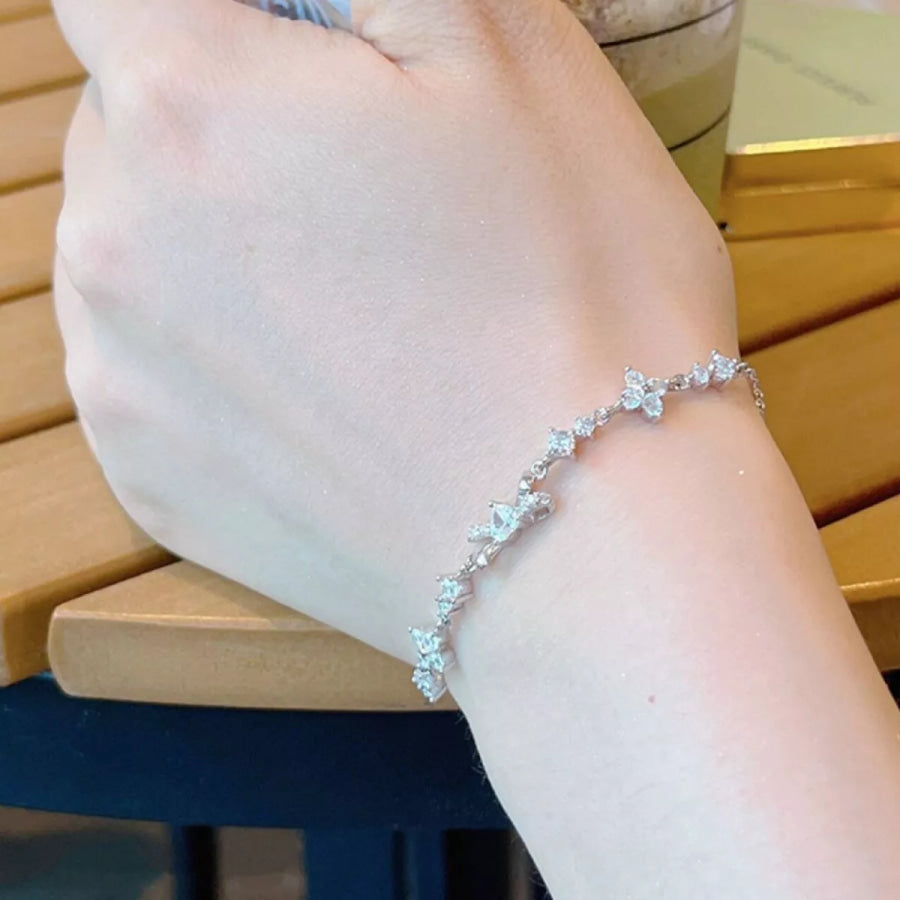 925 Sterling Silver Chain Bow Bracelet Silver / onesize Apparel and Accessories