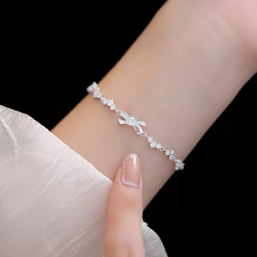 925 Sterling Silver Chain Bow Bracelet Silver / onesize Apparel and Accessories