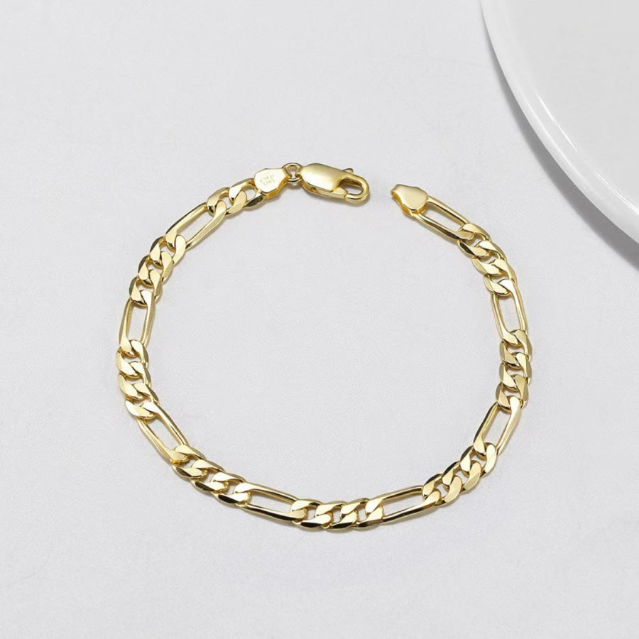 925 Sterling Silver Chain Bracelet Gold / One Size Apparel and Accessories