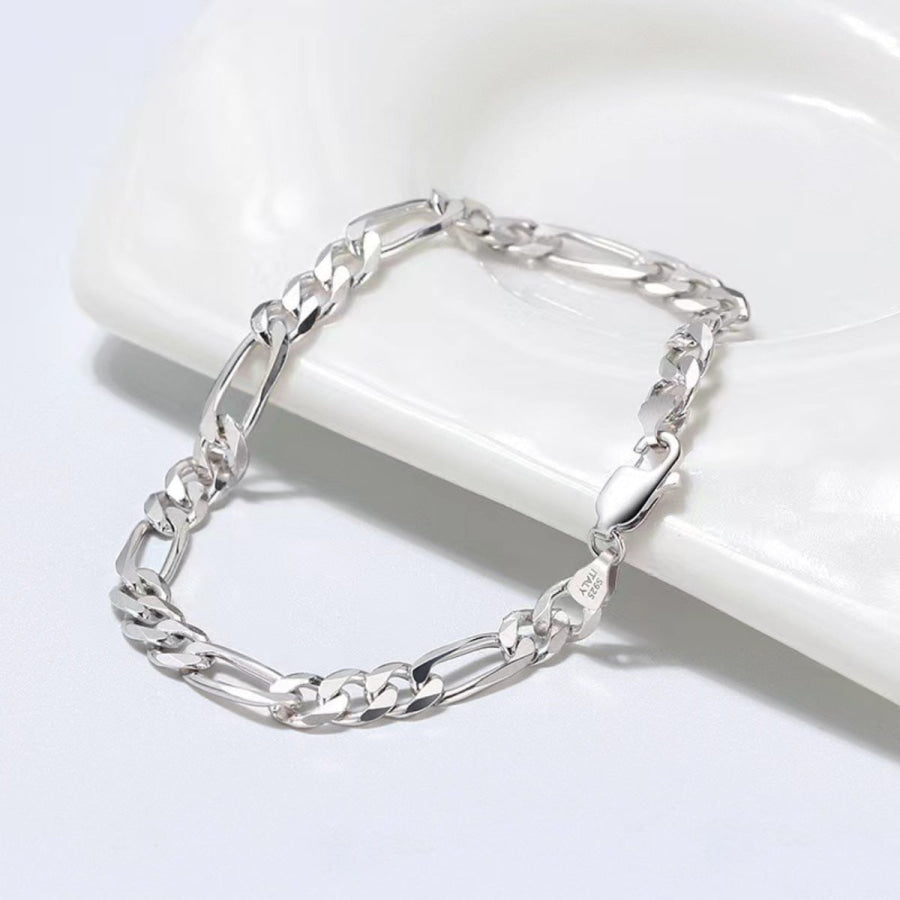 925 Sterling Silver Chain Bracelet Silver / One Size Apparel and Accessories
