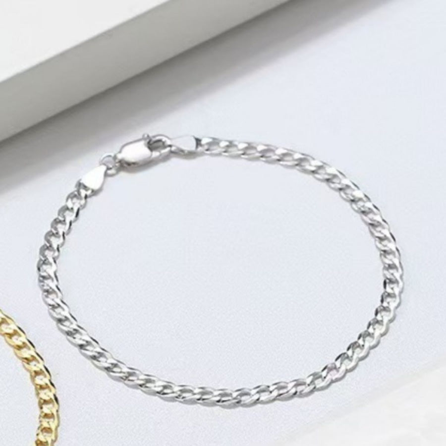 925 Sterling Silver Chain Bracelet Silver / One Size Apparel and Accessories