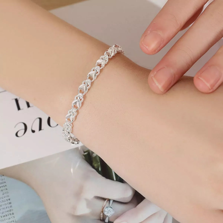 925 Sterling Silver Chain Bracelet Silver / One Size Apparel and Accessories