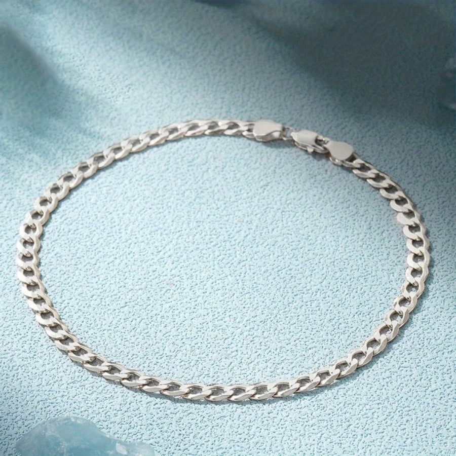 925 Sterling Silver Chain Bracelet Silver / One Size Apparel and Accessories