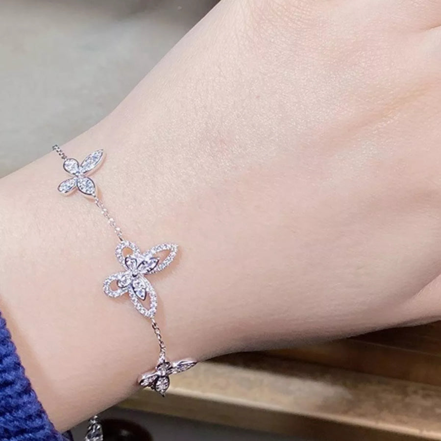 925 Sterling Silver Chain Butterfly Bracelet Silver / One Size Apparel and Accessories