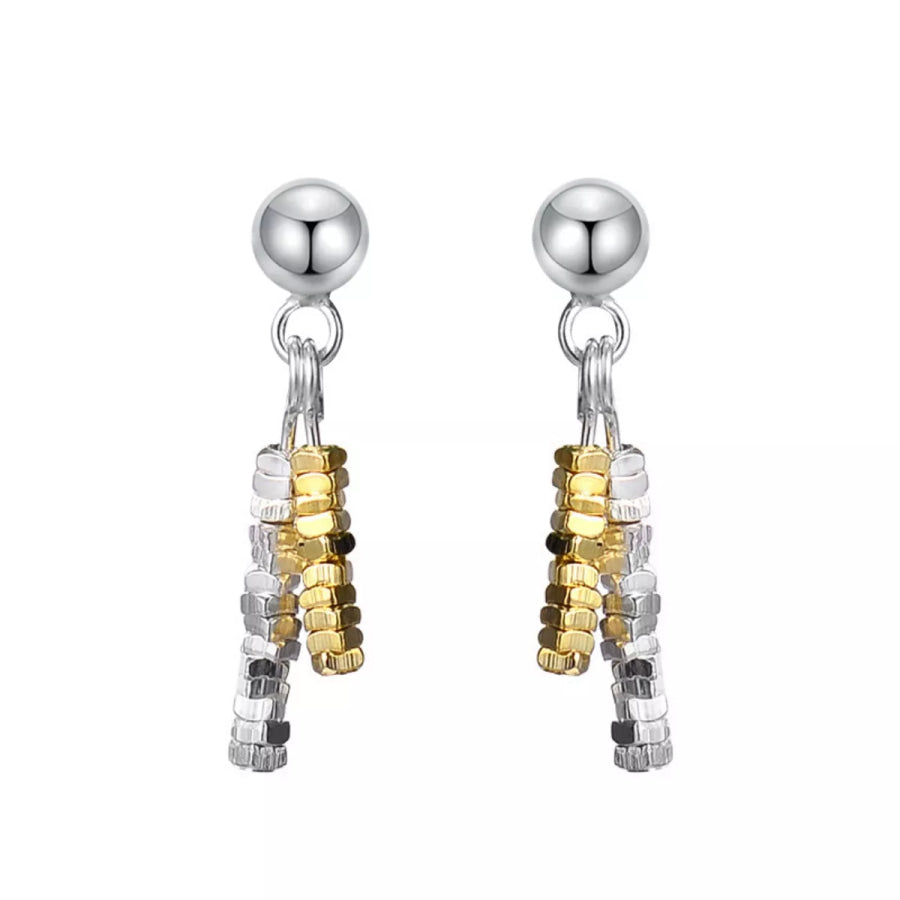 925 Sterling Silver Chain Drop Earrings Silver / One Size Apparel and Accessories