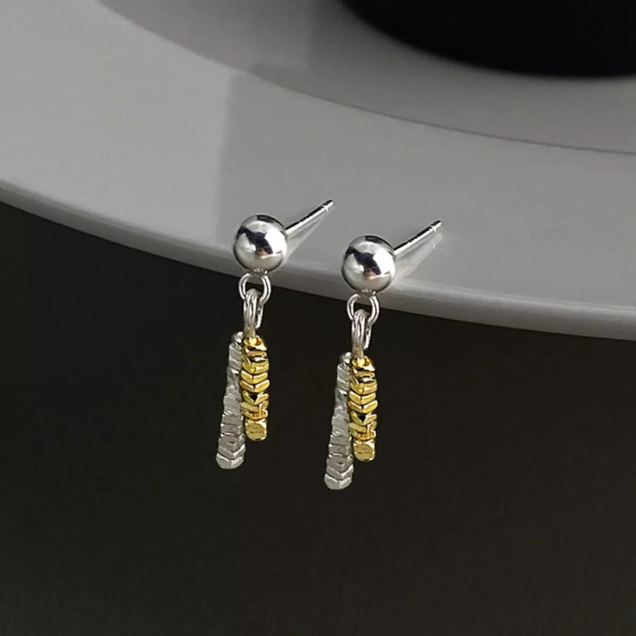 925 Sterling Silver Chain Drop Earrings Silver / One Size Apparel and Accessories