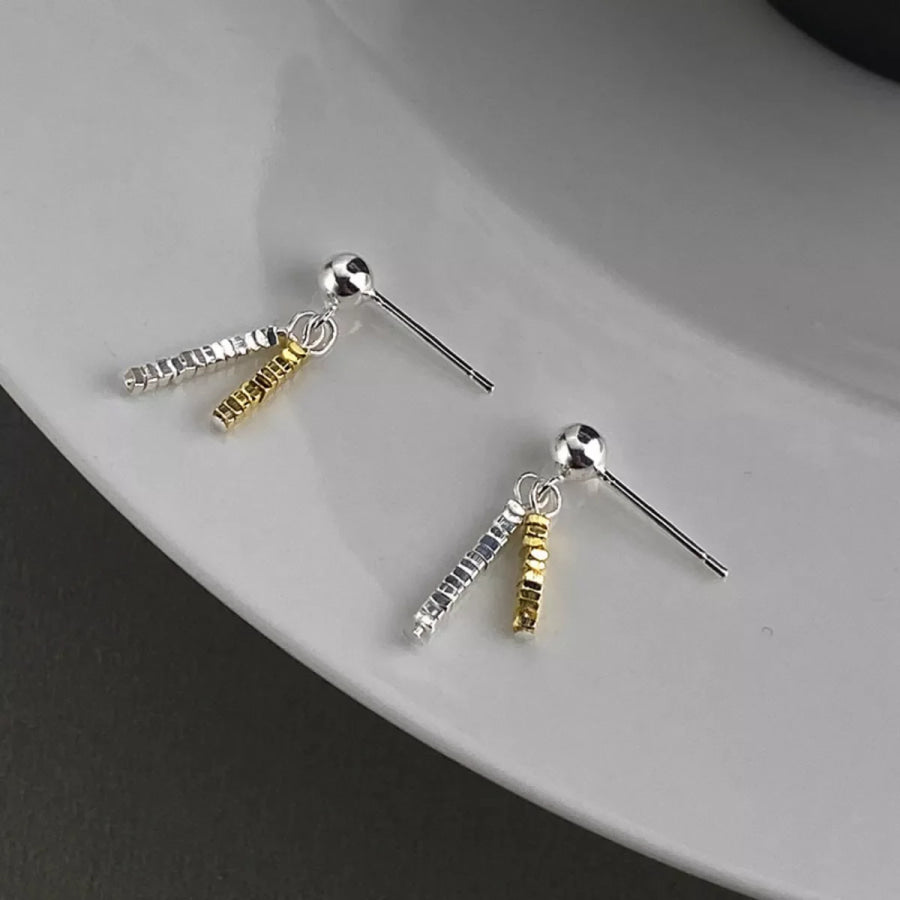 925 Sterling Silver Chain Drop Earrings Silver / One Size Apparel and Accessories