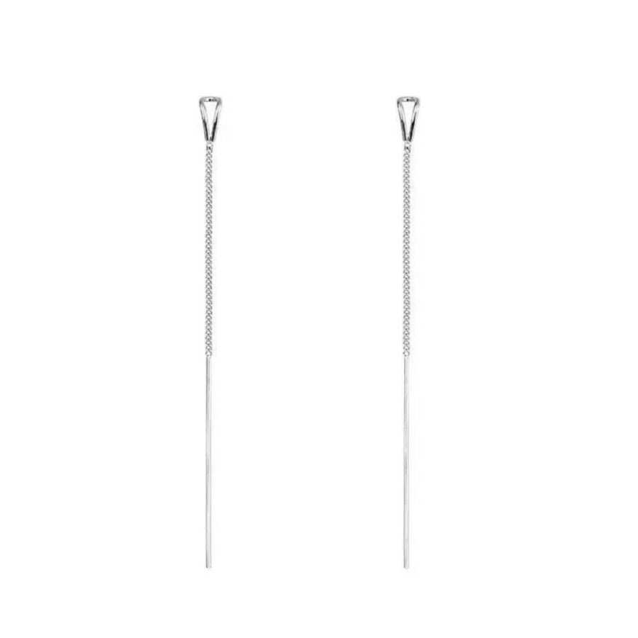 925 Sterling Silver Chain Earrings Silver / One Size Apparel and Accessories