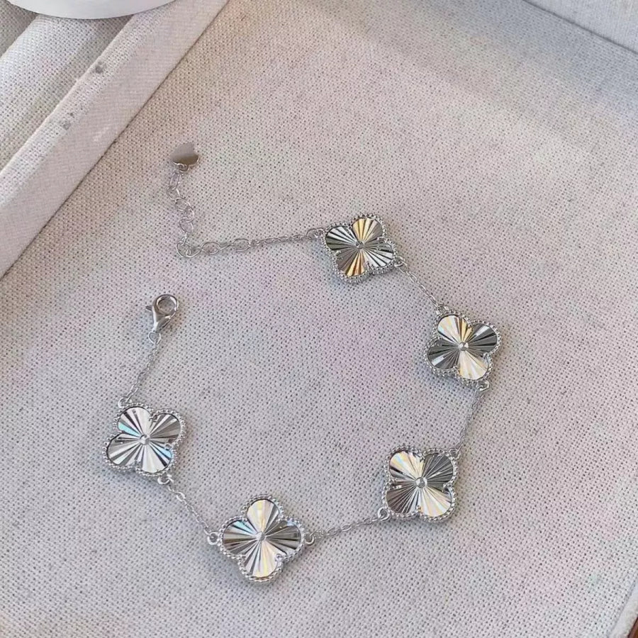 925 Sterling Silver Chain Four Leaf Clover Bracelet / onesize Apparel and Accessories