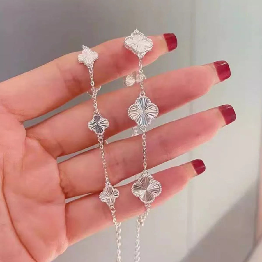 925 Sterling Silver Chain Four Leaf Clover Bracelet Silver / onesize Apparel and Accessories