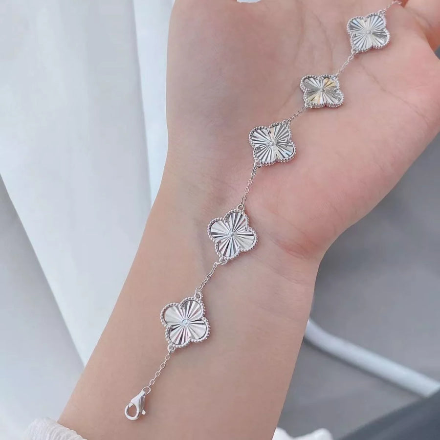 925 Sterling Silver Chain Four Leaf Clover Bracelet Silver / onesize Apparel and Accessories